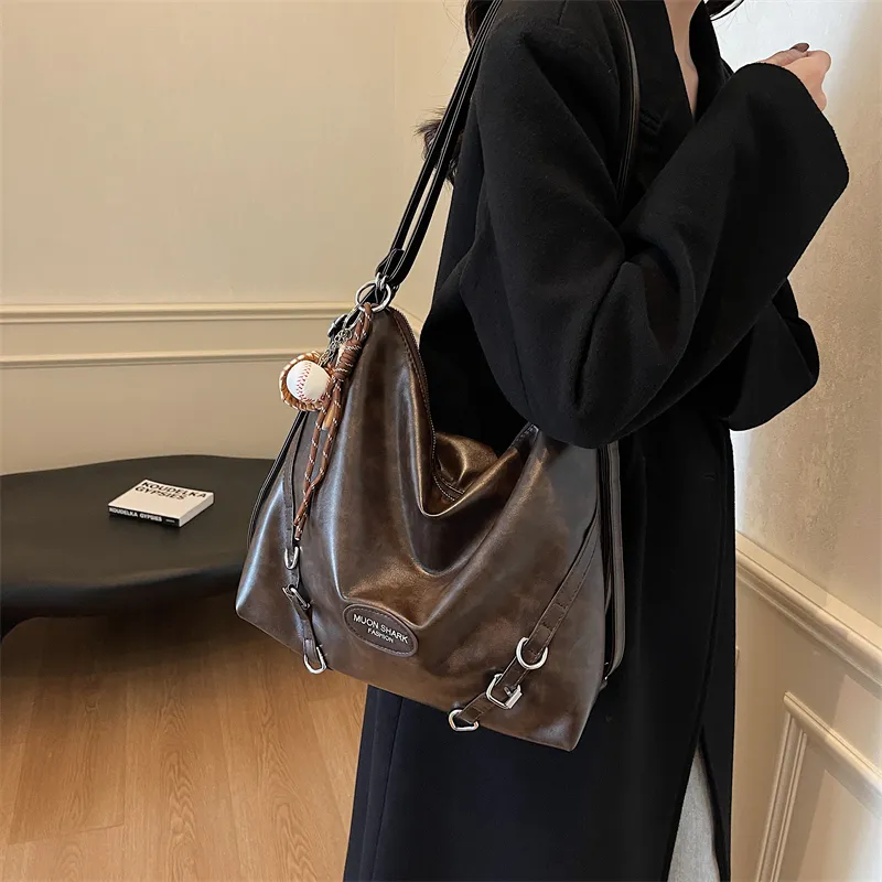 SWIMADE PU Double Shoulder Portable Crossbody Bag, Shoulder Bag Women's Black/Brown/Coffee-14