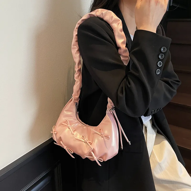 SWIMADE PU Shoulder Bag Women's Ecru/Silver/Black/Pink-1