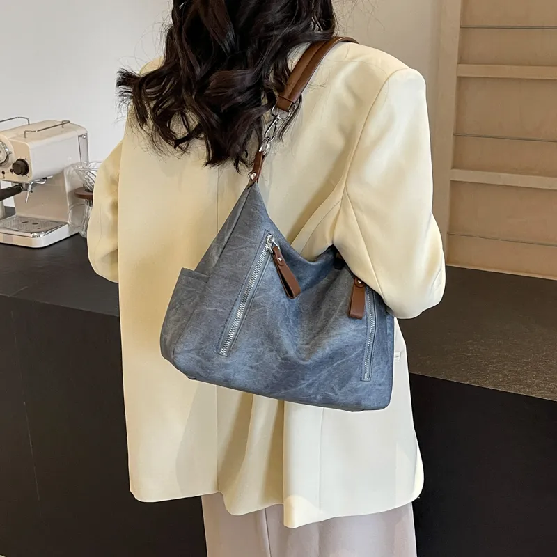 SWIMADE PU Handbag, Shoulder Bag Women's Denim Green/Denim Blue/Dark Tea/Ecru-9