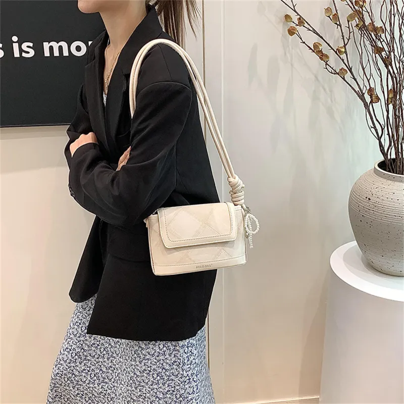 Duoluplo Doron Paul PU Shoulder Bag Women's Black/Ecru/Silver/Blue-9
