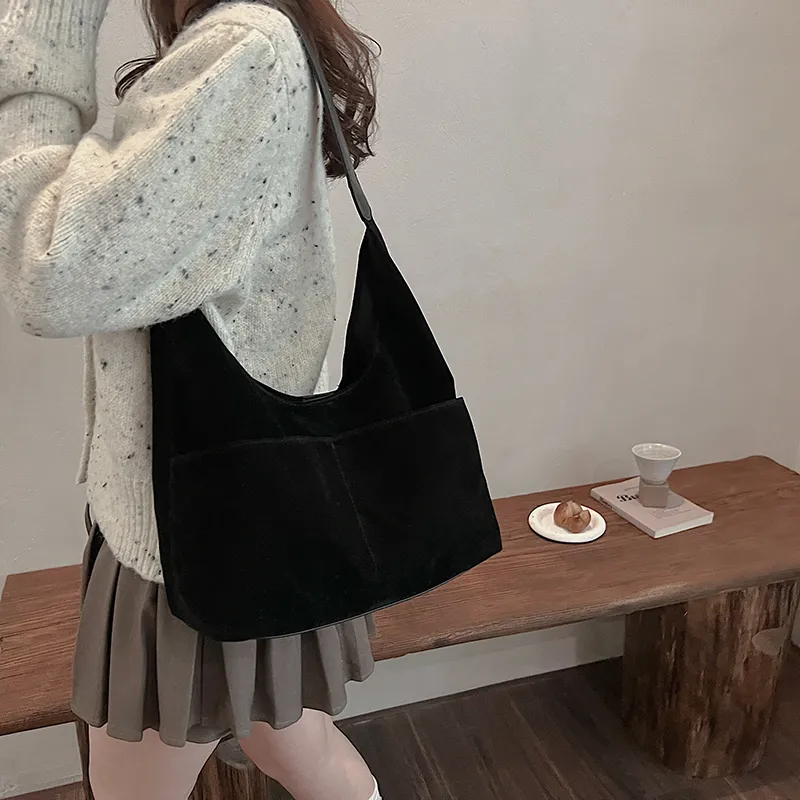 SWIMADE Suede Bucket Bag, Shoulder Bag Regular Women's Black/Burgundy/Coffee/Brown-2