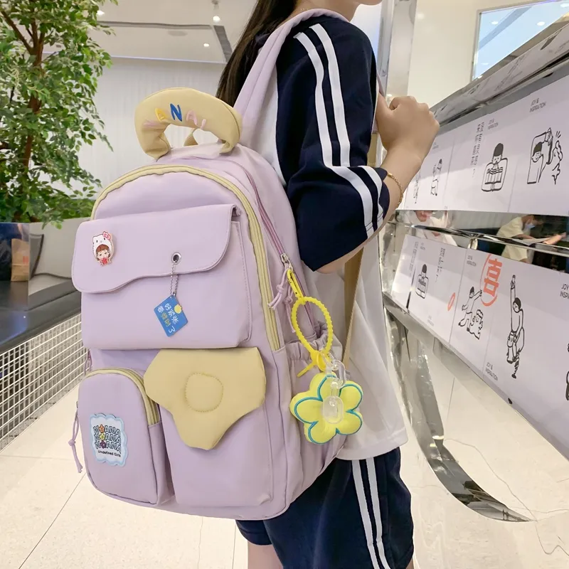 SWIMADE Nylon Backpack Women's Black/Green/White/Blue/Purple-8