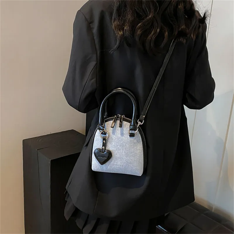 Duoluplo Doron Paul PU Dome Bag, Shoulder Bag, Crossbody Bag, Handbag Women's Denim Black/Denim Silver/Denim Brown-3