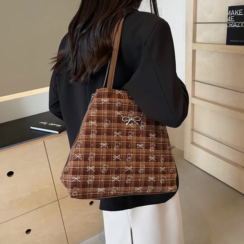 Duoluplo Doron Paul Fabric One Shoulder Handbag Women's Black/Brown-10