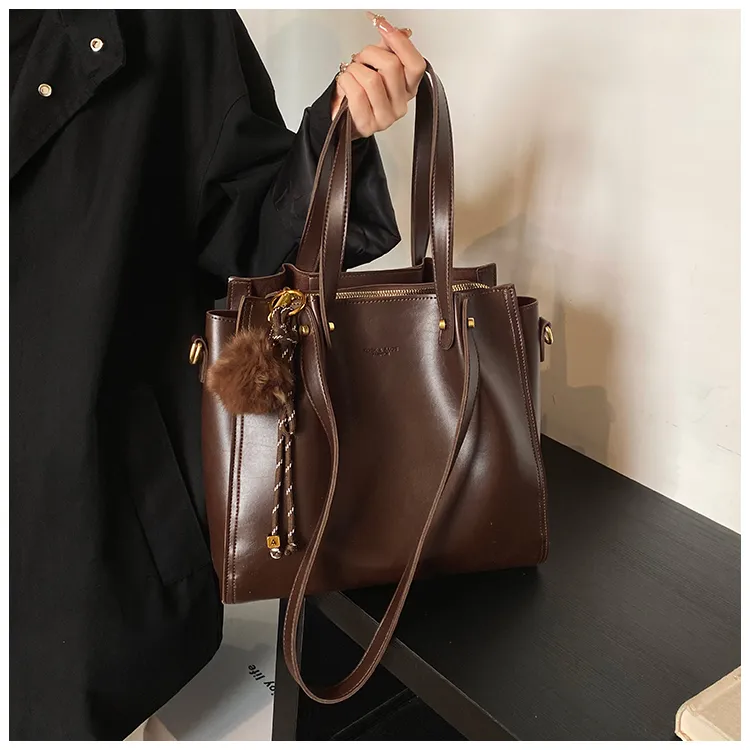 SWIMADE PU Shoulder Bag Women's Black/Coffee/Mocha-13