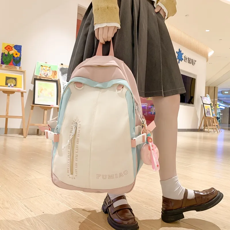 SWIMADE Nylon Backpack Regular Women's Pink/Violet/Black/Green-4