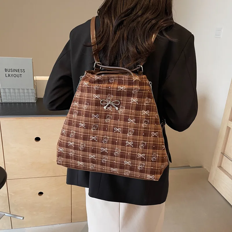Duoluplo Doron Paul Fabric One Shoulder Handbag Women's Black/Brown-7