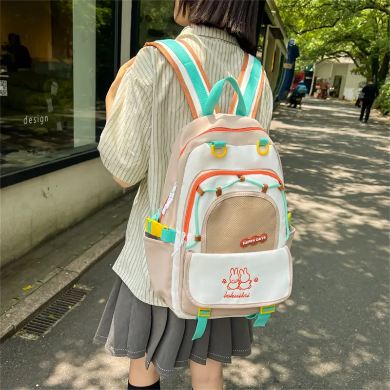 Duoluplo Doron Paul Nylon Backpack Regular Women's Black/Light Blue/Purple/Khaki-3