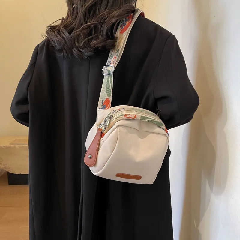 SWIMADE Oxford Dome Bag, Canvas Bag, Shoulder Bag, Crossbody Bag Regular Women's Orange/Black/Ecru-2