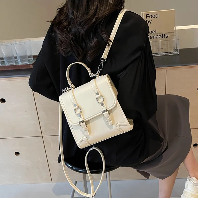 SWIMADE PU Backpack Women's Black/Ecru/Coffee/Brown-64