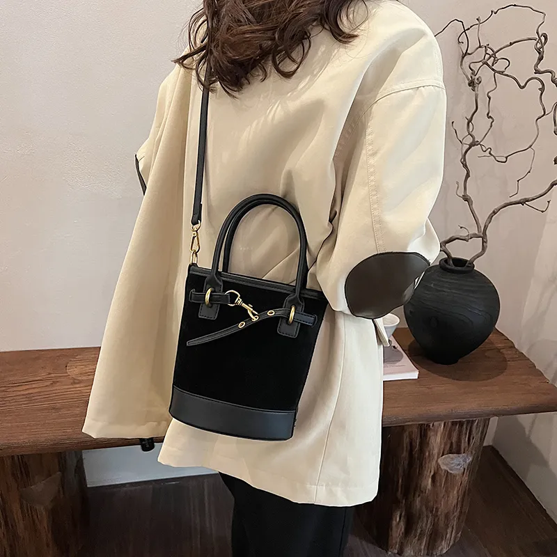 SWIMADE PU With Suede Shoulder Bag, Crossbody Bag, Handbag Regular Women's Black/Burgundy/Coffee/Brown-4