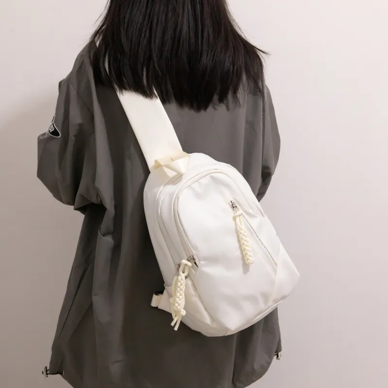 SWIMADE Nylon One Shoulder Crossbody Bag, Sling Bag, Fanny Pack Regular Unisex Pink/White/Champagne/Black/Light Green-18