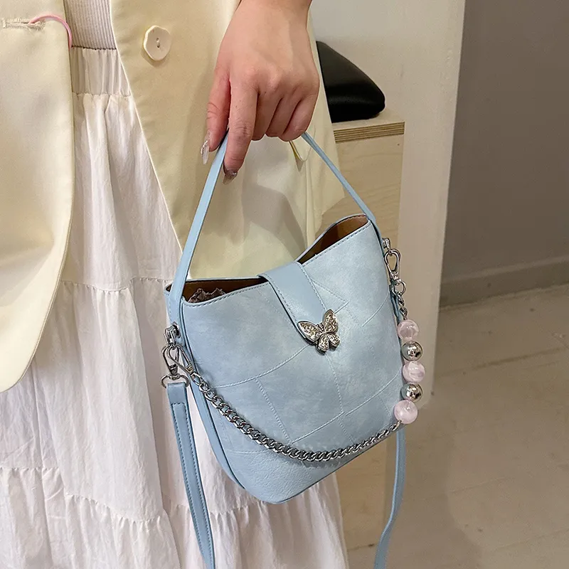 SWIMADE PU Handbag Women's Ecru/Blue/Pink-9