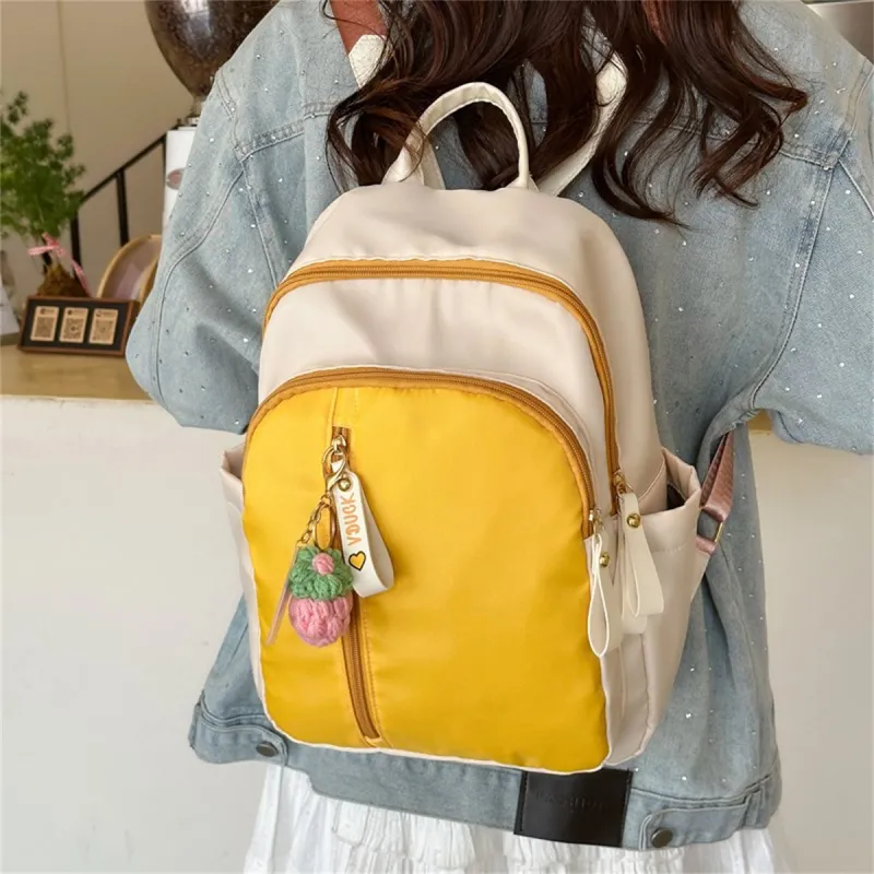 Duoluplo Doron Paul Nylon Fabric Backpack Regular Women's Green/Yellow With Charm-9