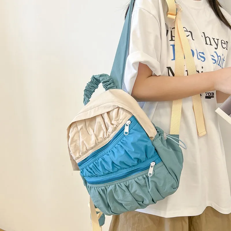SWIMADE Composite Cloth Backpack Regular Women's Blue/Pink/Beige-7