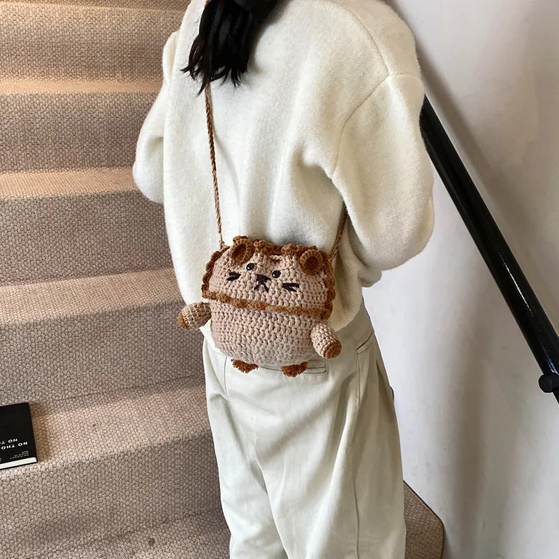Duoluplo Doron Paul Knitted Fabric Crossbody Bag Women's Khaki-6