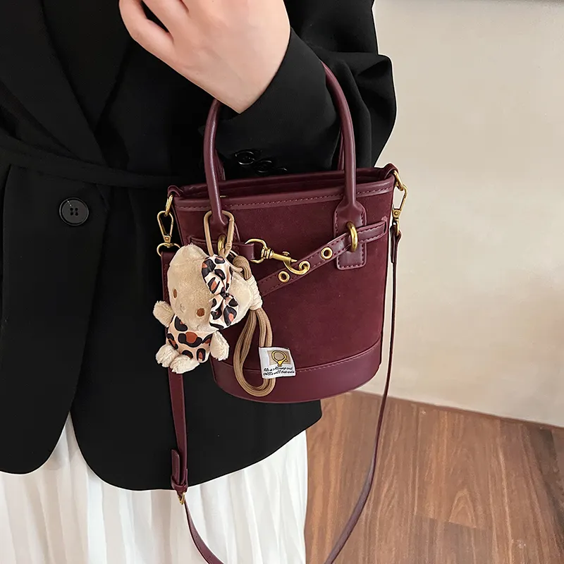 SWIMADE PU With Suede Shoulder Bag, Crossbody Bag, Handbag Regular Women's Black/Burgundy/Coffee/Brown-27