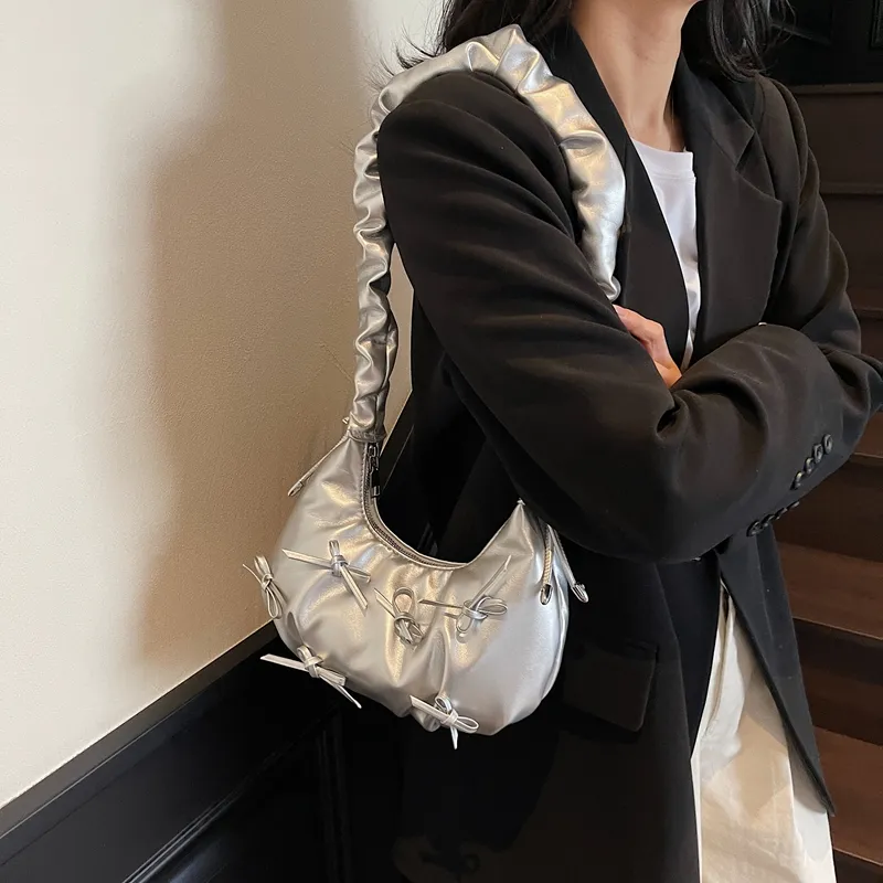 SWIMADE PU Shoulder Bag Women's Ecru/Silver/Black/Pink-18