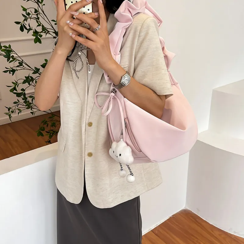 Duoluplo Doron Paul PU Shoulder Bag Women's Ecru, Pink, Blue, Silver-7