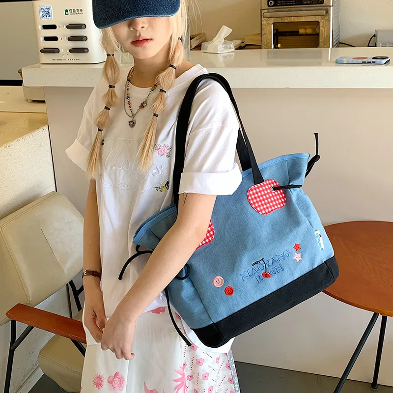 Duoluplo Doron Paul Canvas Bag, Shoulder Bag Women's Blue-5