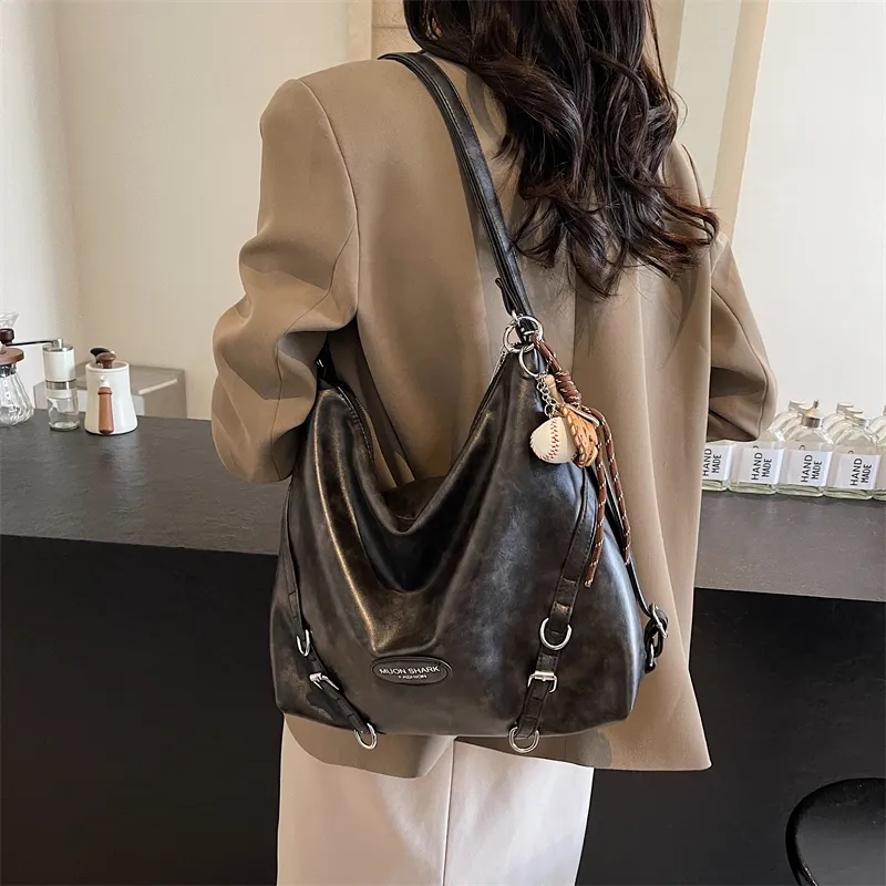 SWIMADE PU Double Shoulder Portable Crossbody Bag, Shoulder Bag Women's Black/Brown/Coffee-3