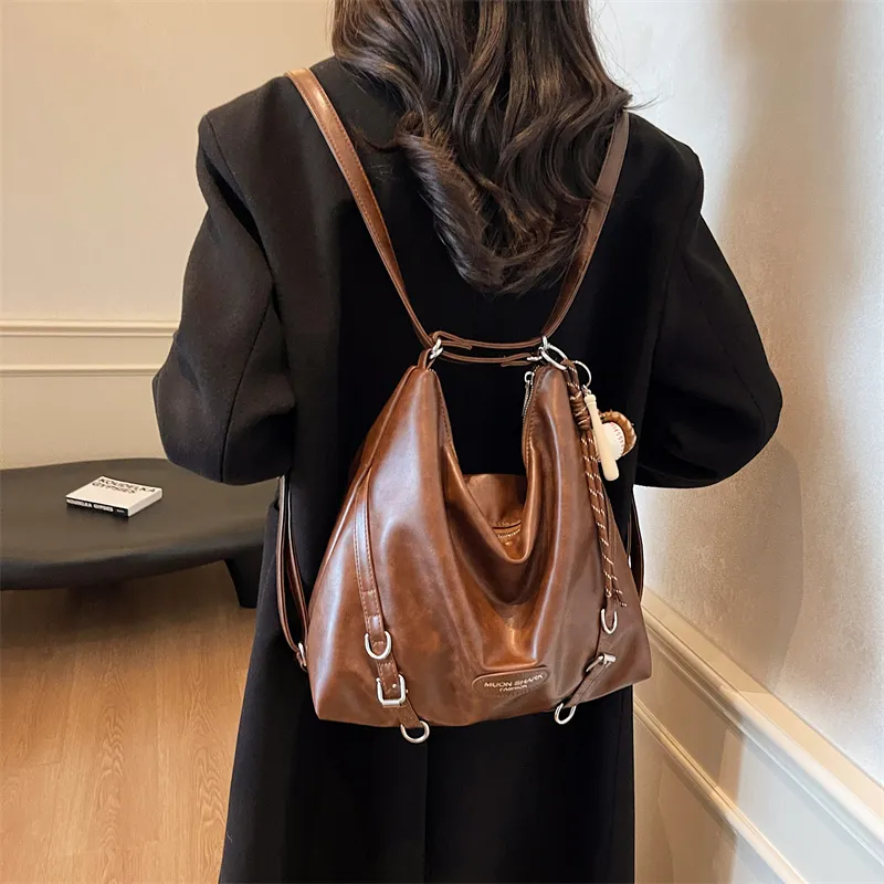 SWIMADE PU Double Shoulder Portable Crossbody Bag, Shoulder Bag Women's Black/Brown/Coffee-8
