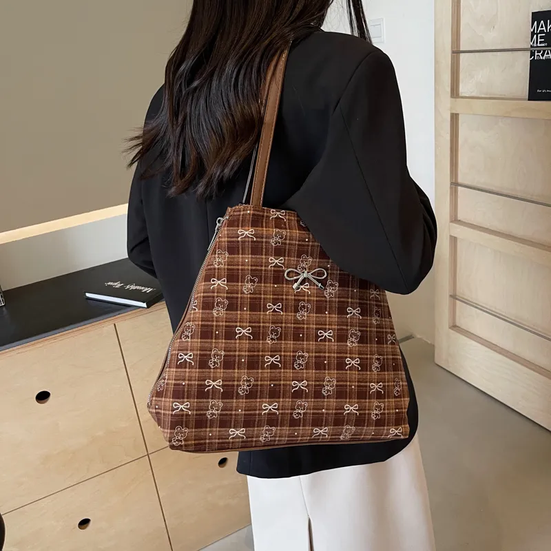 Duoluplo Doron Paul Fabric One Shoulder Handbag Women's Black/Brown-9
