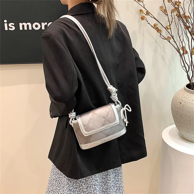 Duoluplo Doron Paul PU Shoulder Bag Women's Black/Ecru/Silver/Blue-15