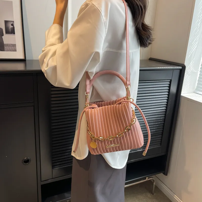 SWIMADE PU Shoulder Bag, Crossbody Bag, Handbag Regular Women's Ecru/Black/Pink-4