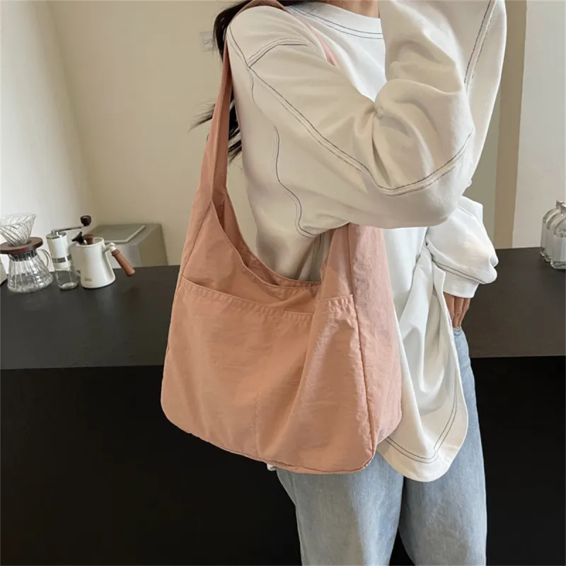 Duoluplo Doron Paul Nylon Fabric Shoulder Bag Regular Women's Black/Ecru/Yellow/Green/Pink/Blue/Light Green-48
