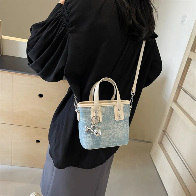 Duoluplo Doron Paul Fabric Shoulder Bag, Crossbody Bag, Handbag Regular Women's Ecru/Pink/Blue/Silver-4
