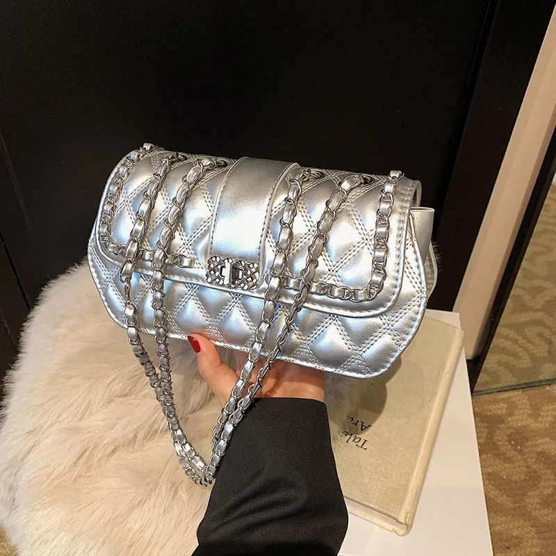 SWIMADE PU Shoulder Bag Women's Ecru/Silver/Black/Coffee-6