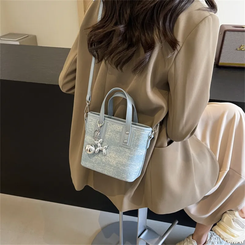 Duoluplo Doron Paul Fabric Shoulder Bag, Crossbody Bag, Handbag Regular Women's Ecru/Pink/Blue/Silver-15