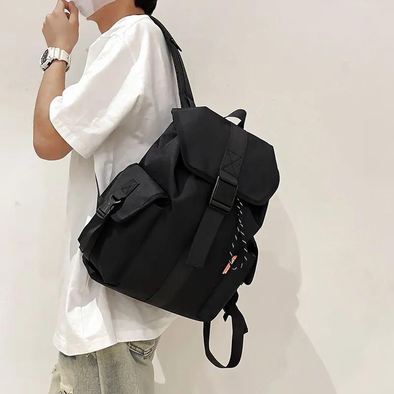 SWIMADE Nylon Backpack Unisex Ecru/Black-5