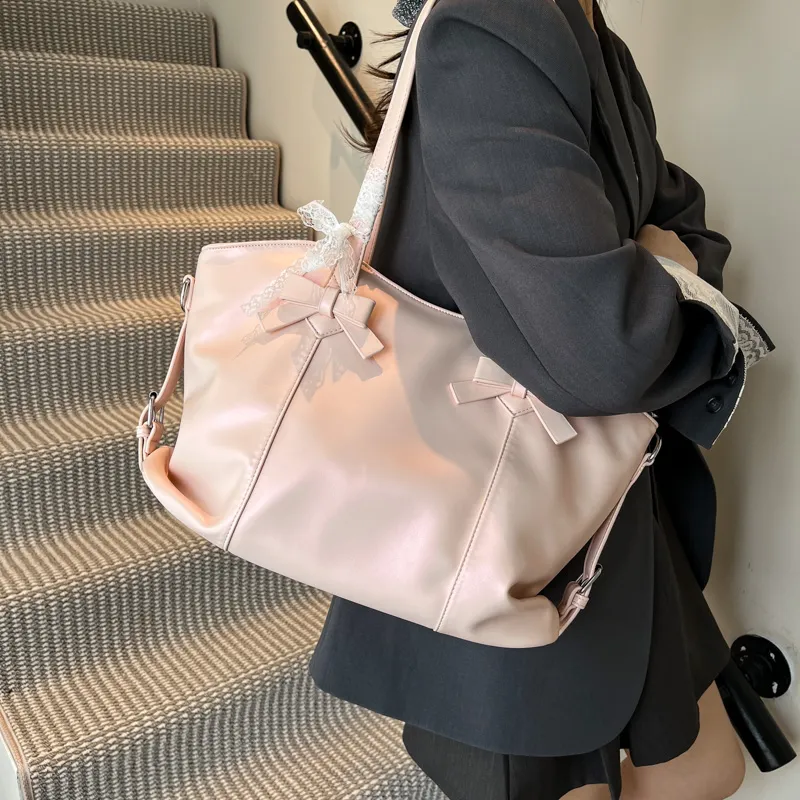 Duoluplo Doron Paul PU Shoulder Bag Women's Pink/Beige-4