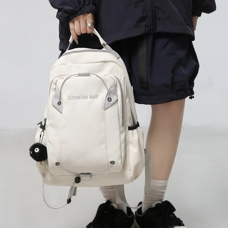 Duoluplo Doron Paul Nylon Backpack Unisex White/Black/Khaki/Lake Blue-1