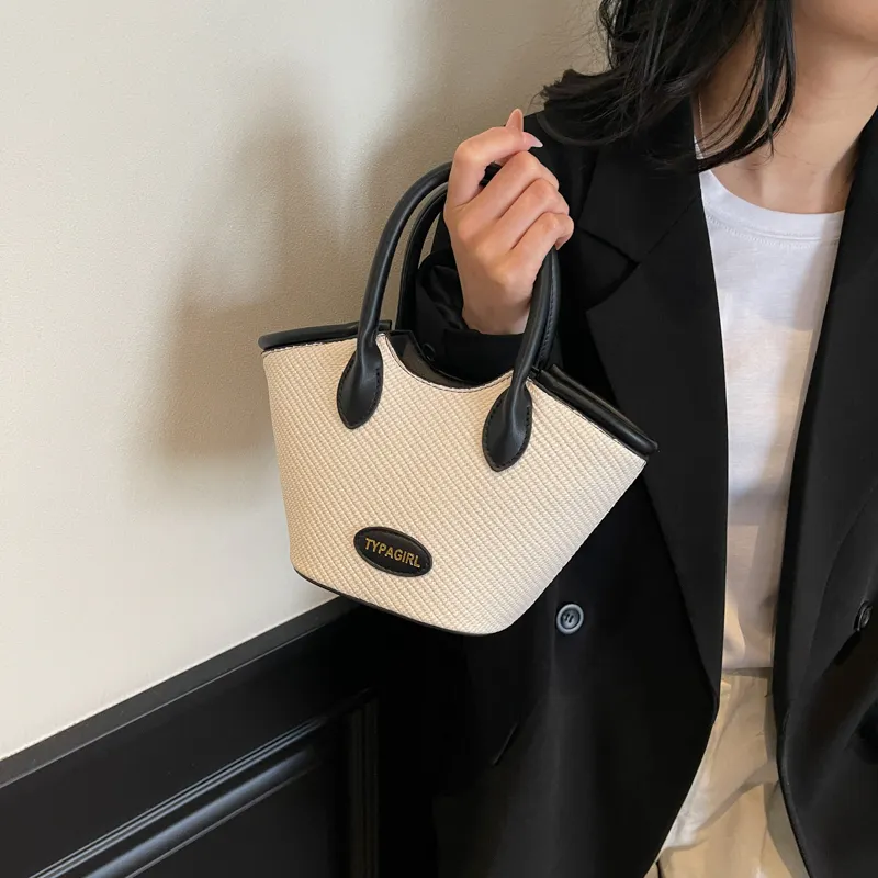 SWIMADE PU Handbag Women's Beige/Black/Black & Beige/Black & Gray-26