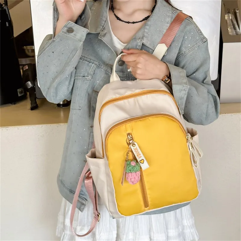 Duoluplo Doron Paul Nylon Fabric Backpack Regular Women's Green/Yellow With Charm-13