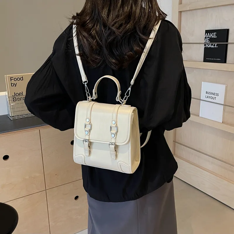 SWIMADE PU Backpack Women's Black/Ecru/Coffee/Brown-63