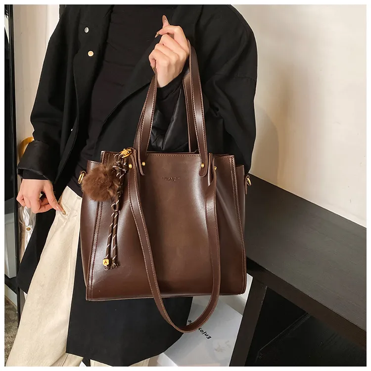 SWIMADE PU Shoulder Bag Women's Black/Coffee/Mocha-12