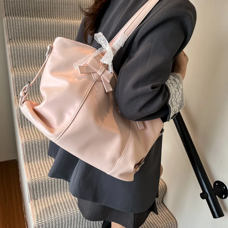 Duoluplo Doron Paul PU Shoulder Bag Women's Pink/Beige-6