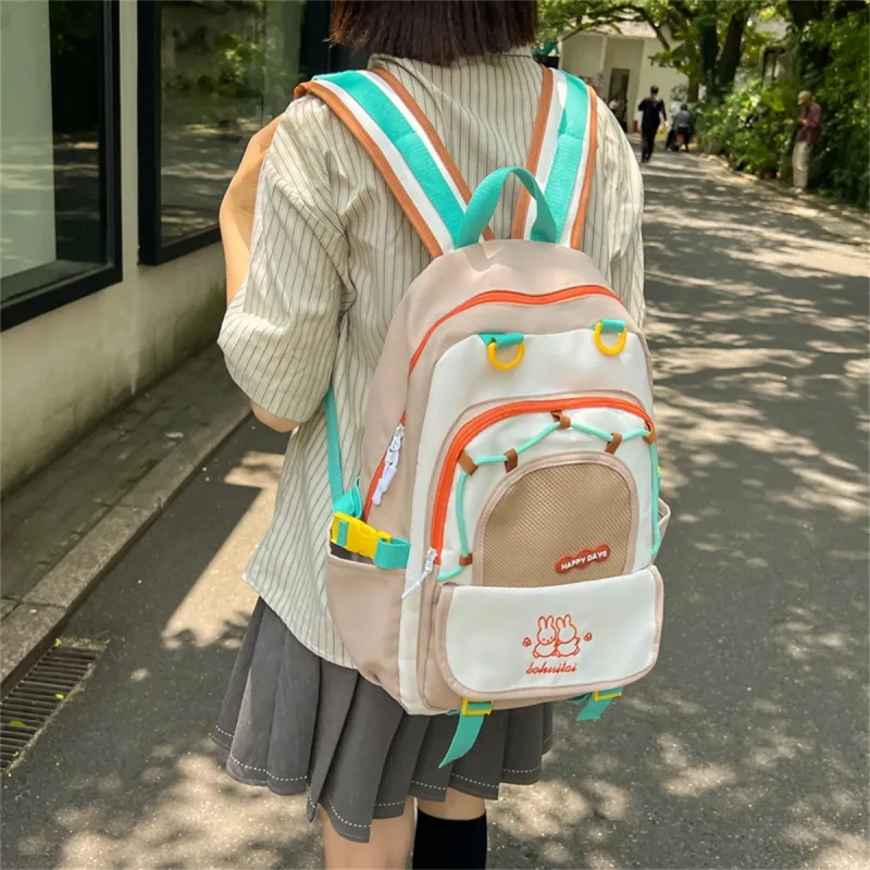 Duoluplo Doron Paul Nylon Backpack Regular Women's Black/Light Blue/Purple/Khaki-4