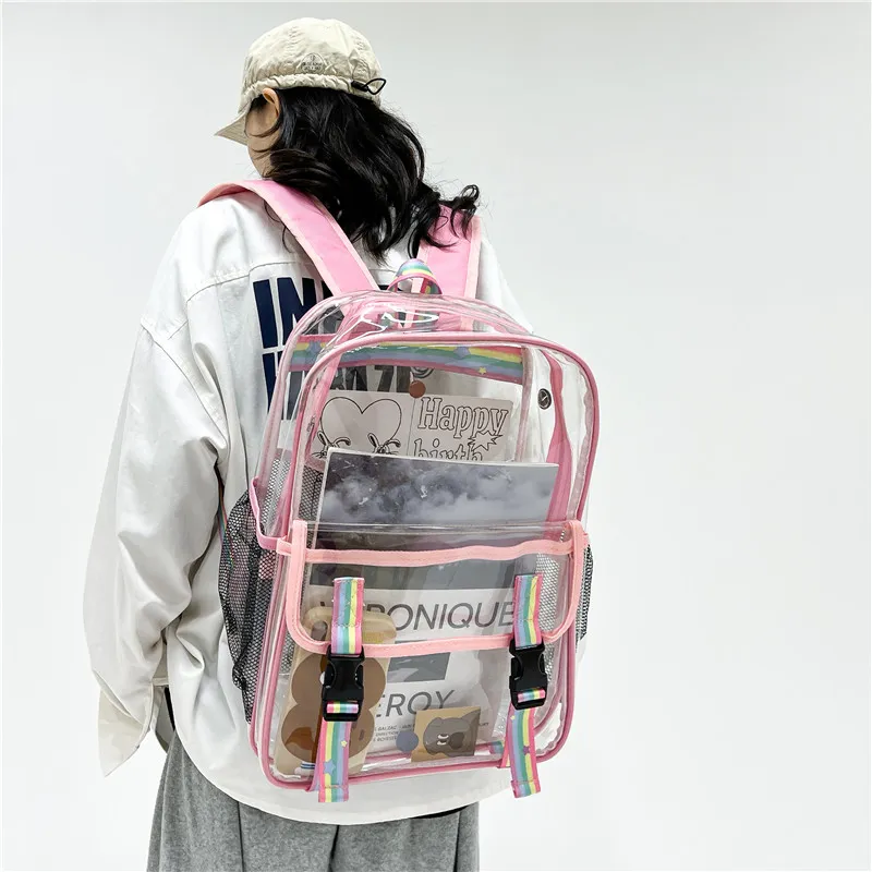 SWIMADE PVC Jelly Bag Backpack Regular Women's Pink/Black-1