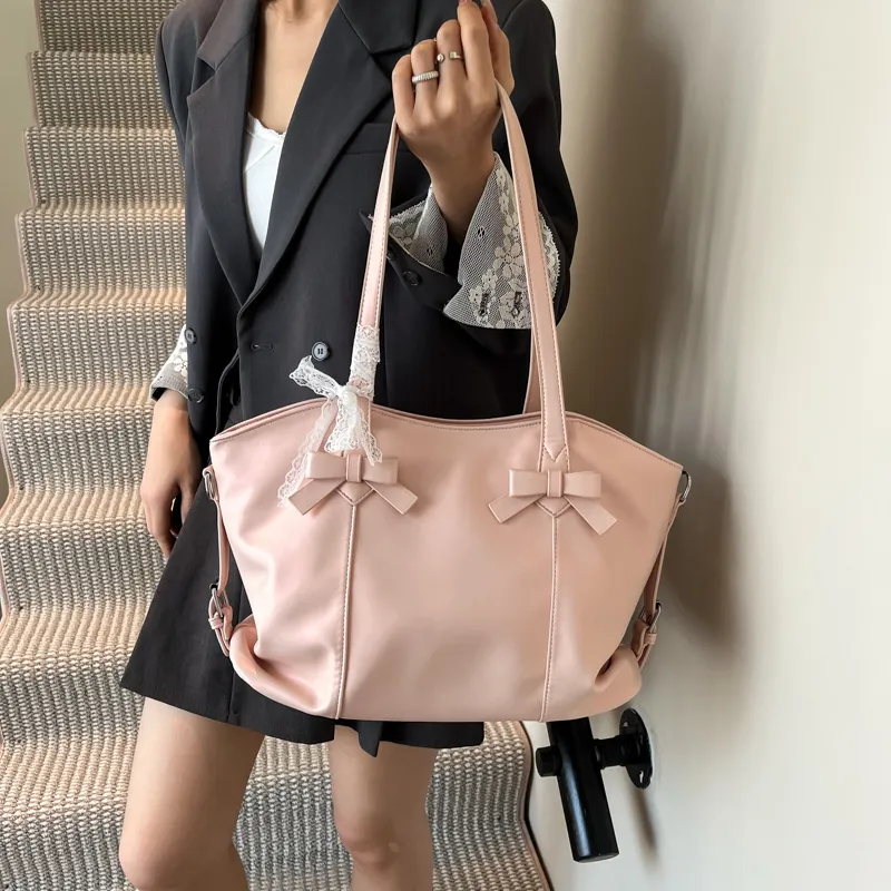 Duoluplo Doron Paul PU Shoulder Bag Women's Pink/Beige-3