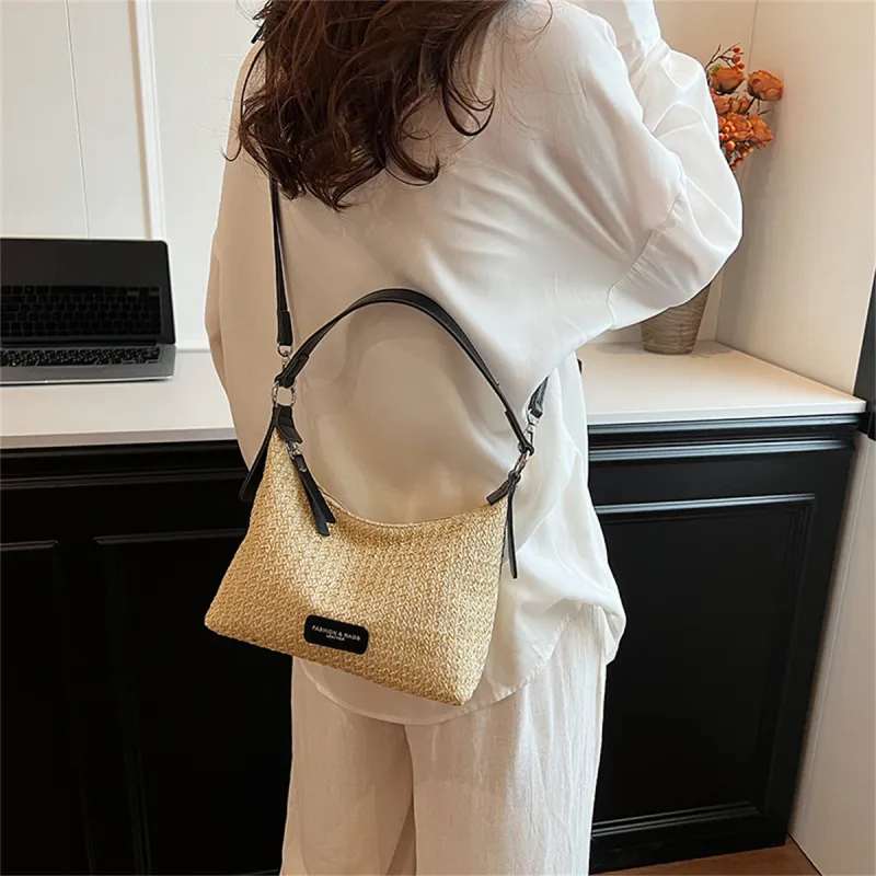 Duoluplo Doron Paul Straw Woven Portable Crossbody Bag, Shoulder Bag Women's Multicolor-16