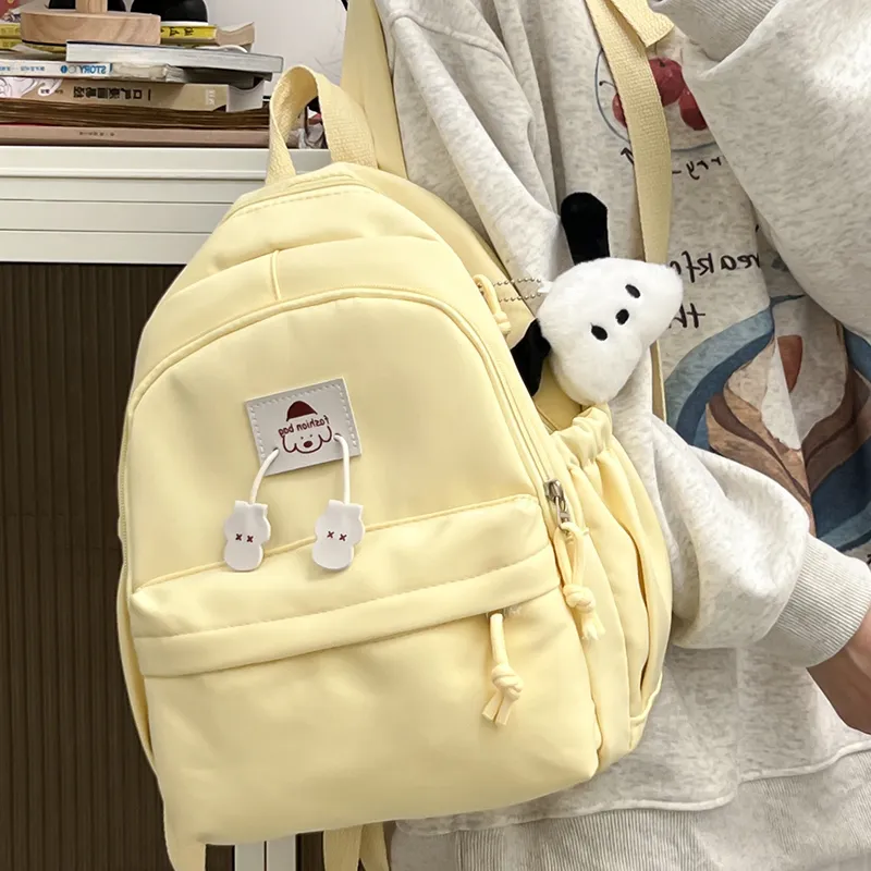 SWIMADE Nylon Backpack Regular Women's White/Black/Yellow/Blue-3