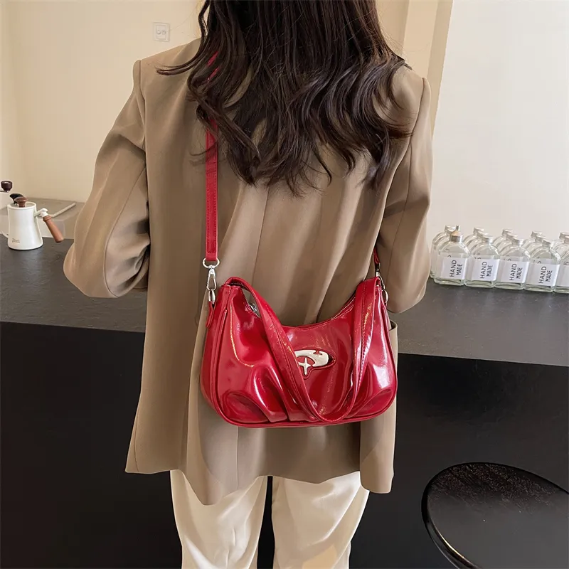 SWIMADE PU Portable Crossbody Bag, Shoulder Bag Women's Red/Black/Silver/Ecru-3