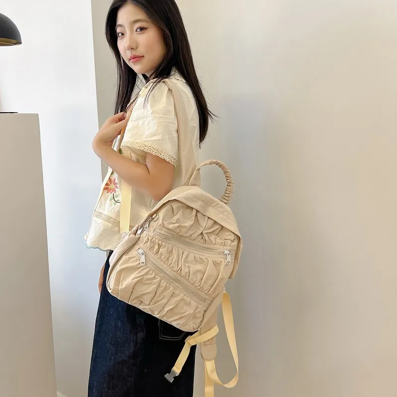 SWIMADE Composite Cloth Backpack Regular Women's Blue/Pink/Beige-15