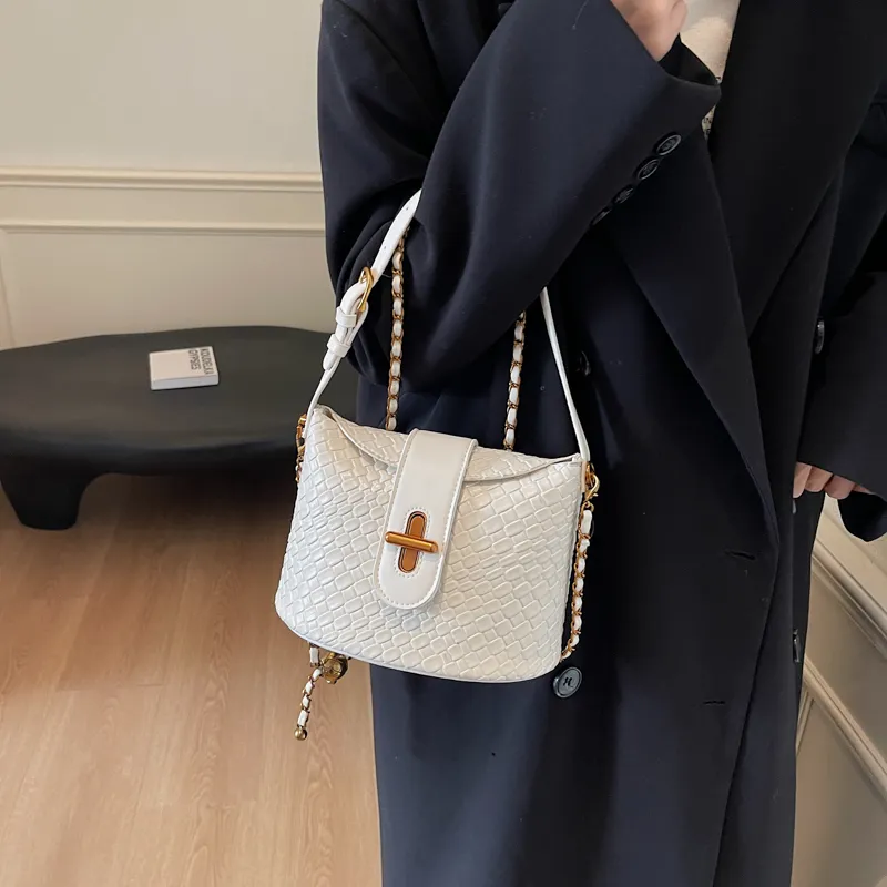 SWIMADE PU Crossbody Handbag Regular Women's White/Black-6