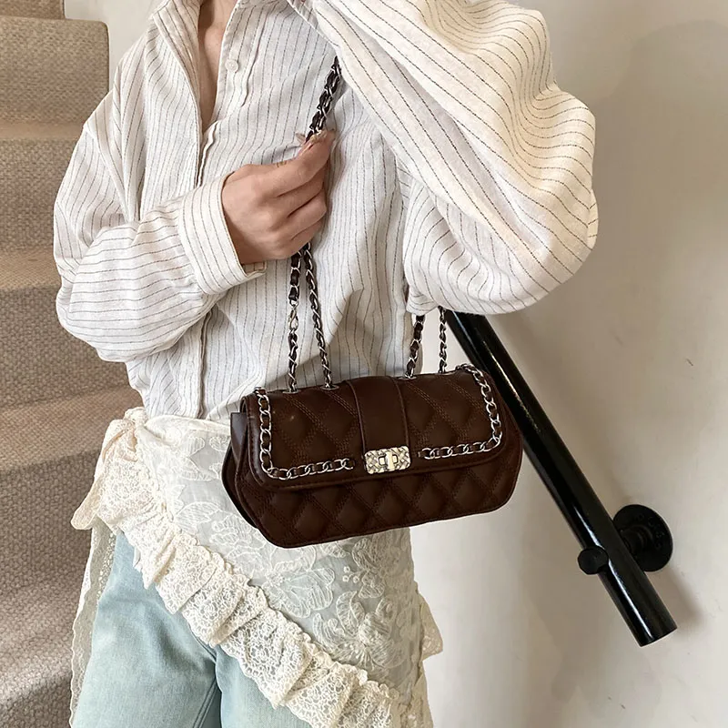 SWIMADE PU Shoulder Bag Women's Ecru/Silver/Black/Coffee-23